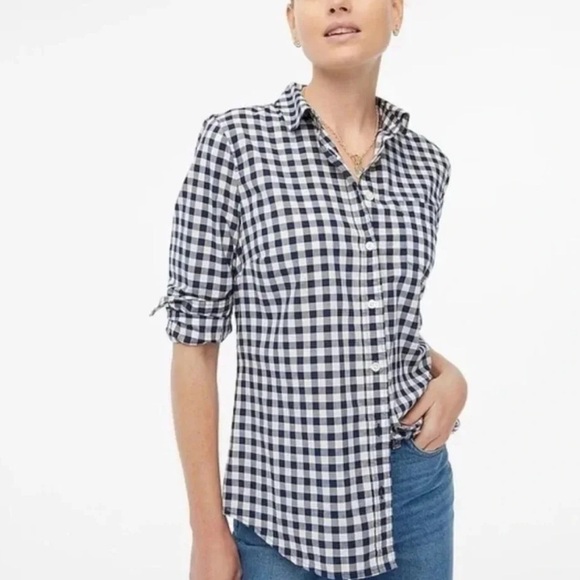 J. Crew Gingham Black White Button Down Shirt size Small - Picture 11 of 12